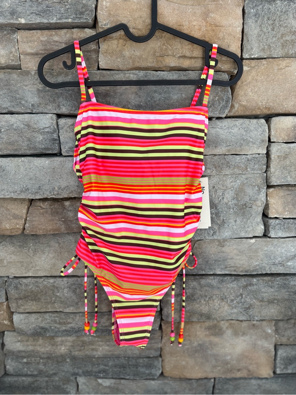 NWT- NO BOUNDARIES- Neon Stripe One-Piece Swimsuit